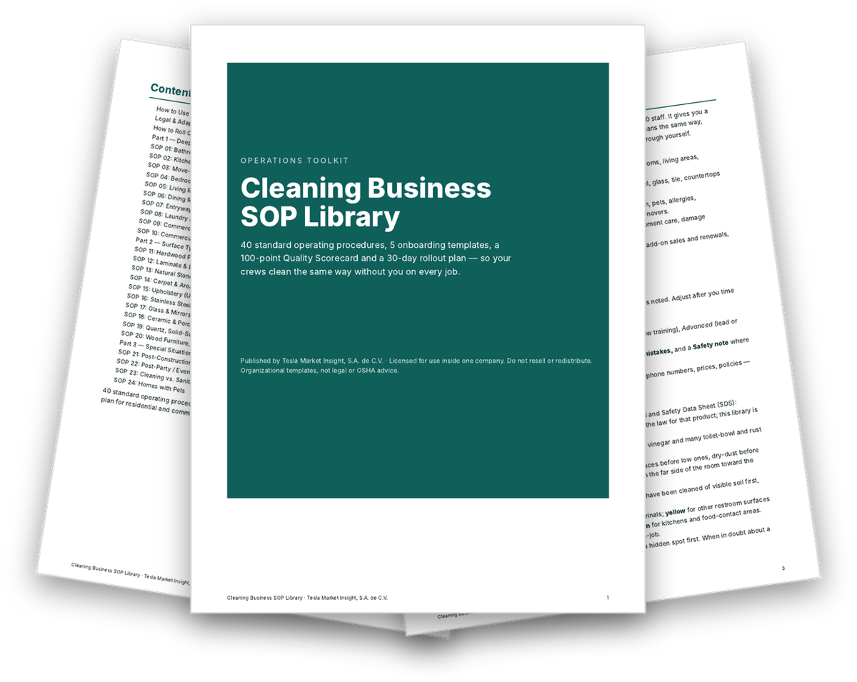 Portada, índice y guía de uso de la SOP Library