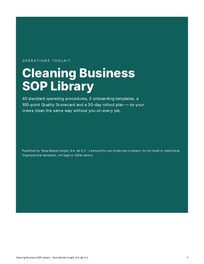 Cleaning Business SOP Library cover